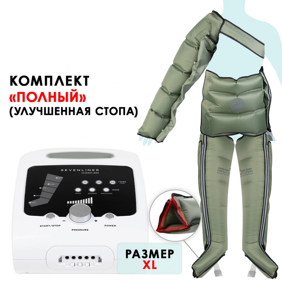 Аппарат для лимфодренажа WelbuTech HiZam-220 – ПОЛНЫЙ комплект(аппарат +ноги+рукав+пояс), размер XL Аппарат для лимфодренажа WelbuTech HiZam-220 – ПОЛНЫЙ комплект(аппарат +ноги+рукав+пояс), размер XL